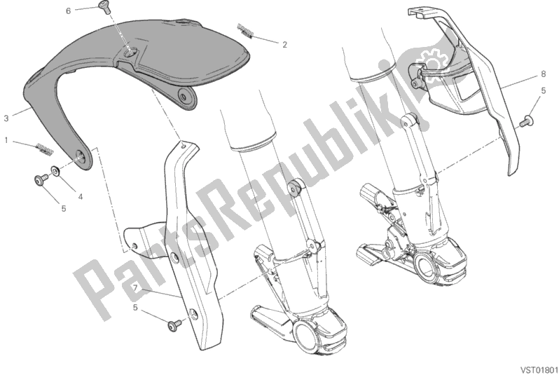 All parts for the Front Mudguard of the Ducati Scrambler 1100 Special 2019